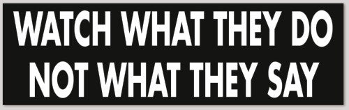WATCH WHAT THEY DO NOT WHAT THEY SAY 10"X 3"