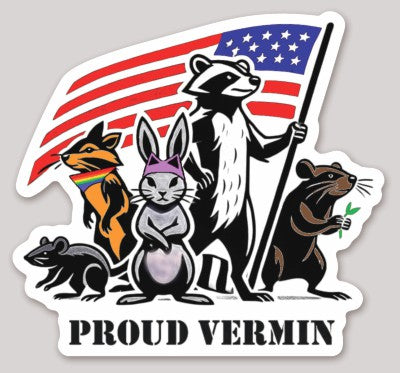 Die Cut Color Proud Vermin 4.01"X 3.73"